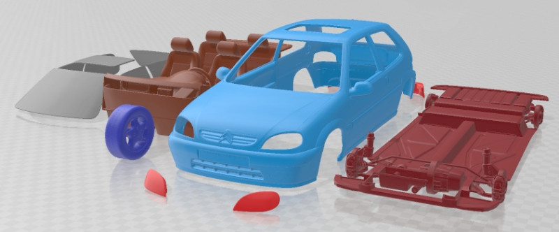 Citroen Saxo VTS Printable Car 3D Print Model .c4d .max .obj .3ds .fbx .stl .blend
