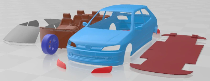 Peugeot 306 GTI Printable Car 3D Print Model .c4d .max .obj .3ds .fbx .stl .blend 