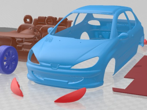 Peugeot 206 GTI Printable Car Modelo de Impressão 3D