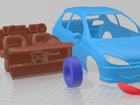 Peugeot 206 GTI Printable Car Model Cetak 3D
