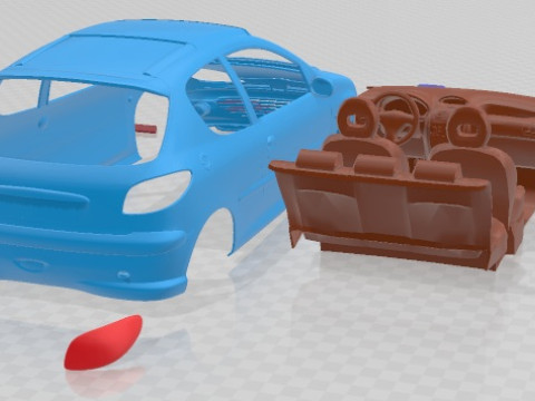 Peugeot 206 GTI Printable Car Model Cetak 3D