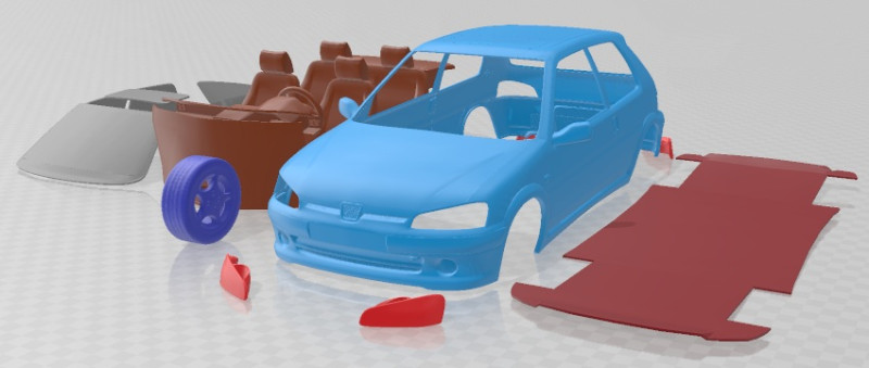 Peugeot 106 GTI Printable Car 3D Print Model .c4d .max .obj .3ds .fbx .stl .blend 