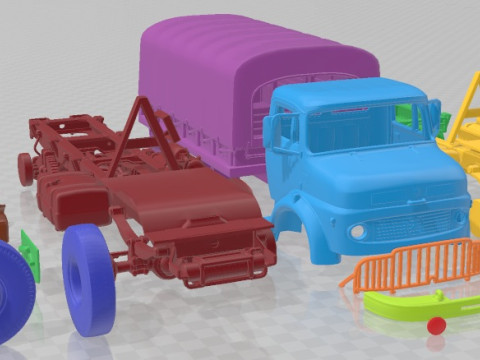 Mercedes Benz L 1113 Military Printable Truck Modèles 3D en vedette