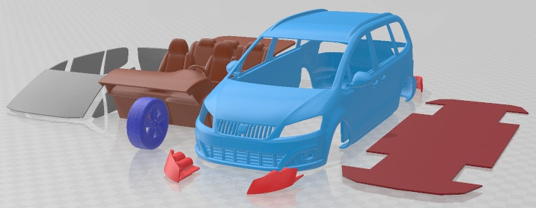 Seat Alhambra 2011 Printable Car 3D Print Model .c4d .max .obj .3ds .fbx .stl .blend
