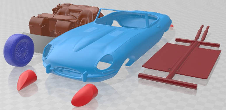 Jaguar E Type Roadster 1962 Printable Car Modelo de impresión 3D .c4d .max .obj .3ds .fbx .stl .blend