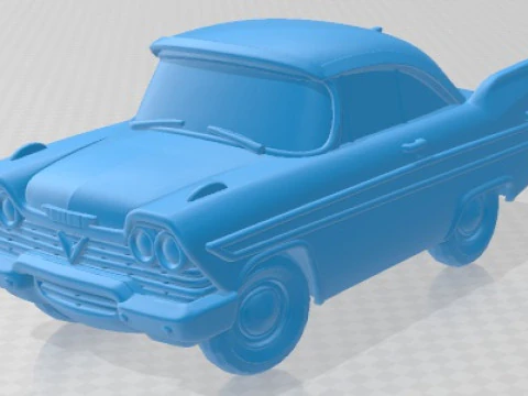 Mobil Cetak Mainan Kartun Plymouth Fury 1958 Model Cetak 3D