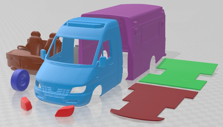 Mercedes Benz Sprinter W903 Ambulance 2000 Printable 3D Print Model .c4d .max .obj .3ds .fbx .stl .blend