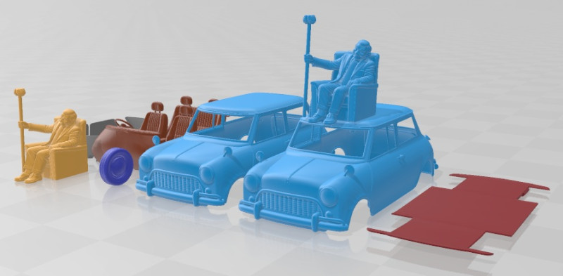 Mini Mr Bean Printable Car 3D Baskı Modeli .c4d .max .obj .3ds .fbx .stl .blend 