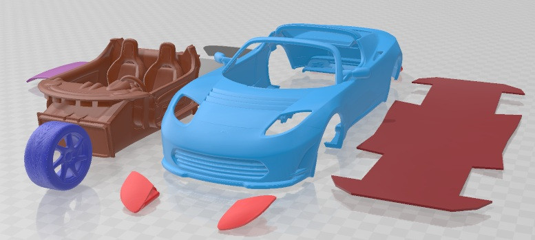 Tesla Roadster 2 Printable Car 3D Print Model .c4d .max .obj .3ds .fbx .stl .blend 