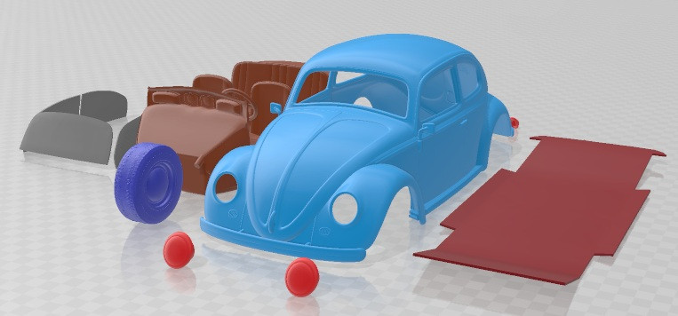 Volkswagen Beetle 1950 Printable Car 3D Print Model .c4d .max .obj .3ds .fbx .stl .blend 