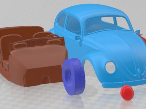 Volkswagen Beetle 1950 Printable Car 3D Print Model