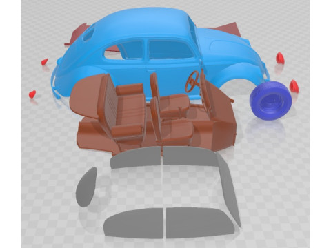 Volkswagen Beetle 1950 Printable Car 3D Print Model