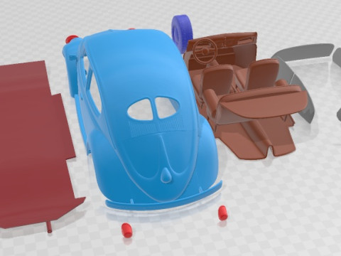 Volkswagen Beetle 1950 Printable Car 3D Print Model
