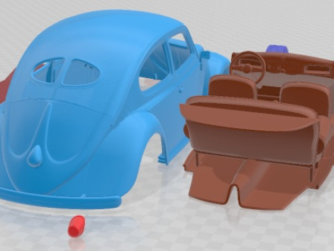 Volkswagen Beetle 1950 Printable Car 3D Print Model