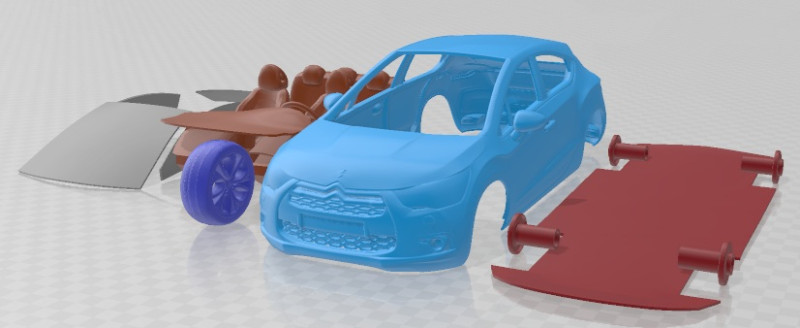 Citroen DS4 2012 Printable Car Model Cetak 3D .c4d .max .obj .3ds .fbx .stl .blend