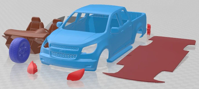 Chevrolet Colorado 2012 Double Cab Printable Car 3D Print Model .c4d .max .obj .3ds .fbx .stl .blend 