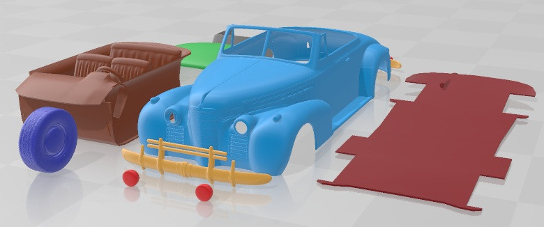 Oldsmobile 80 Convertible 1939 Printable Car in separate parts 3D Print Model .c4d .max .obj .3ds .fbx .stl .blend