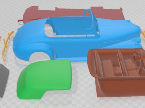 Oldsmobile 80 Convertible 1939 Printable Car in separate parts 3D Print Model