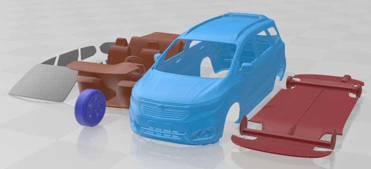 Chevrolet Spin Active 2018 Printable Car Model Cetak 3D .c4d .max .obj .3ds .fbx .stl .blend