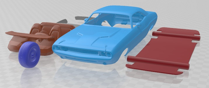 Dodge Challenger 1970 Printable Car 3D Baskı Modeli .c4d .max .obj .3ds .fbx .stl .blend