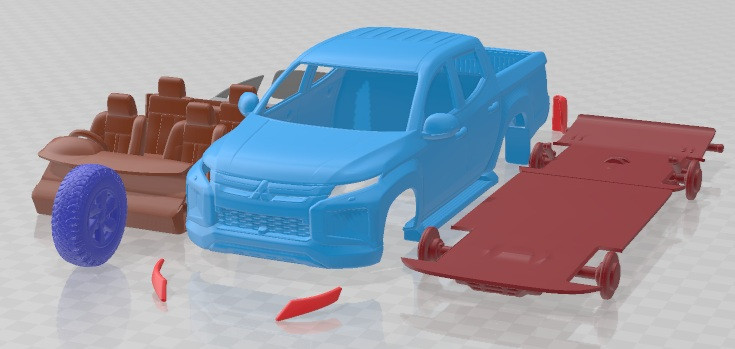 Mitsubishi L200 UK Spec Warior 2021 Printable Car 3D Druckmodell .c4d .max .obj .3ds .fbx .stl .blend