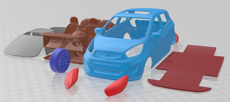 Kia Picanto 2012 Printable Car 3D Print Model .c4d .max .obj .3ds .fbx .stl .blend 
