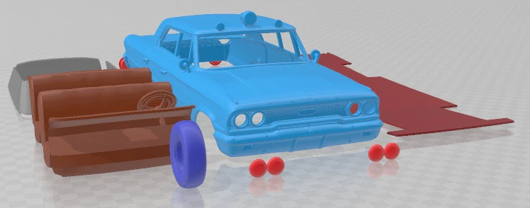 Galaxie 500 Police 1963 Printable Car in separate parts 3D Print Model .c4d .max .obj .3ds .fbx .stl .blend 