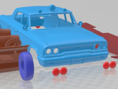 Galaxie 500 Police 1963 Printable Car in separate parts 3D Print Model