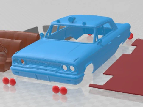 Galaxie 500 Police 1963 Printable Car in separate parts 3D Print Model
