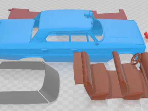 Galaxie 500 Police 1963 Printable Car in separate parts 3D Print Model