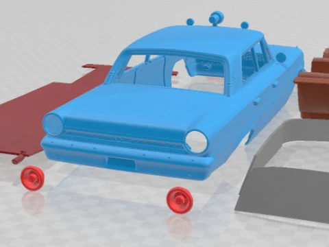 Galaxie 500 Police 1963 Printable Car in separate parts 3D Print Model