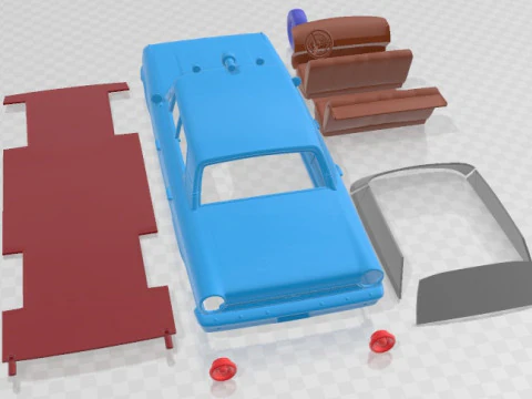 Galaxie 500 Police 1963 Printable Car in separate parts 3D Print Model