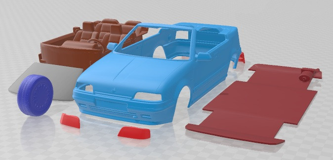Renault 19 Convertible 1988 Printable Car 3D Print Model .c4d .max .obj .3ds .fbx .stl .blend