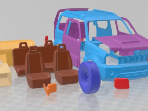 Suzuki Jimny 2013 V2 Printable Car 3D Print Model