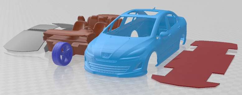 Peugeot 408 Sedan 2011 Printable Car Model Cetak 3D .c4d .max .obj .3ds .fbx .stl .blend