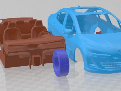 Peugeot 408 Sedan 2011 Printable Car Model Cetak 3D