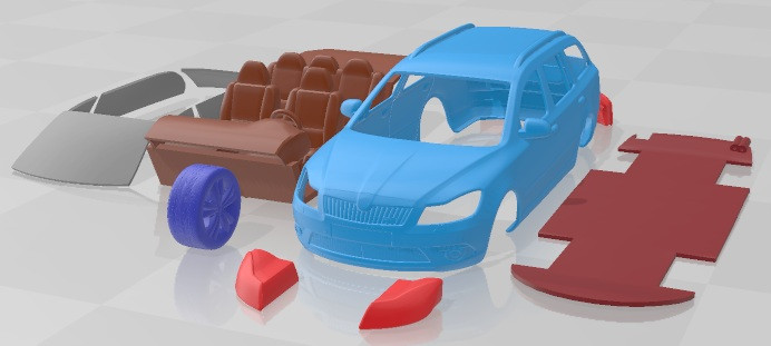 Skoda Octavia RS Combi 2010 V2 Printable Car Modello di stampa 3D .c4d .max .obj .3ds .fbx .stl .blend 