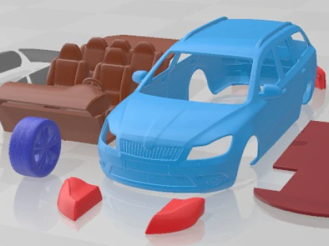 Skoda Octavia RS Kombi 2010 V2 Yazdırılabilir Araba 3D Baskı Modeli