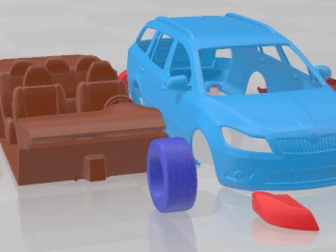 Skoda Octavia RS Combi 2010 V2 Printable Car Modello di stampa 3D