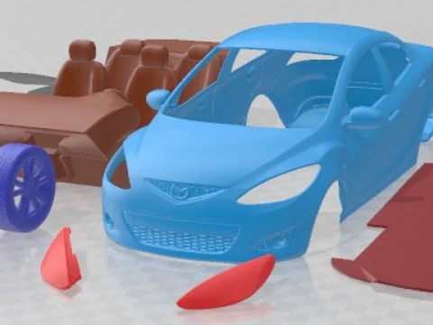 Coche Imprimible Mazda 2 Sedan 2009 Modelo de impresión 3D