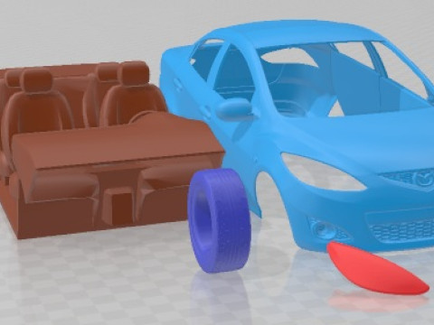 Mazda 2 Sedan 2009 Printable Car 3D Baskı Modeli
