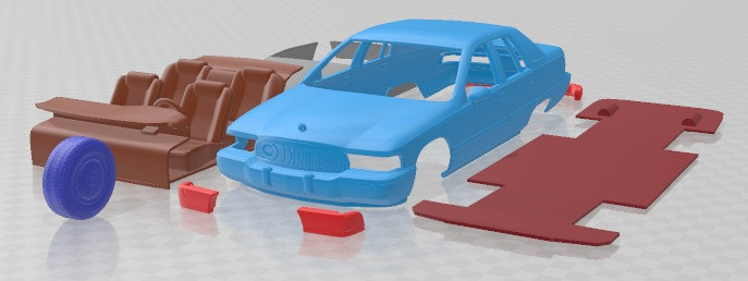 Buick Roadmaster Sedan 1991 Printable Car 3D Print Model .c4d .max .obj .3ds .fbx .stl .blend