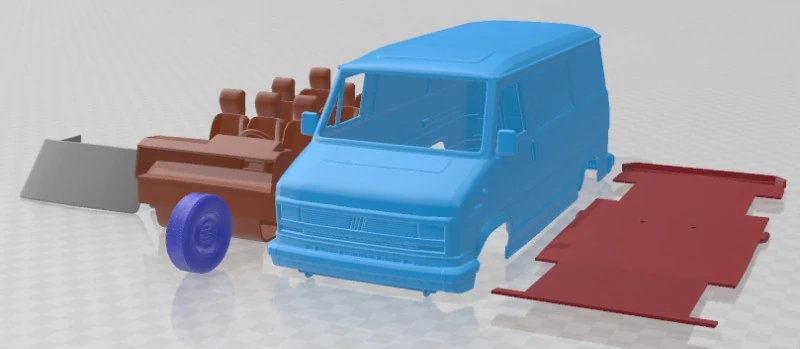 Fiat Ducato 1981 V2 Printable Van 3D Print Model .c4d .max .obj .3ds .fbx .stl .blend 