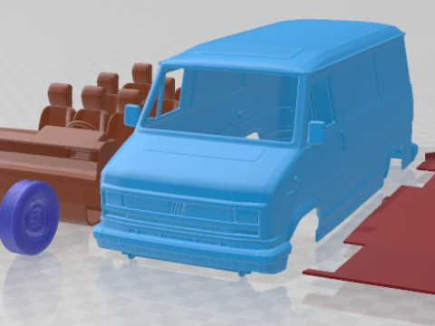 Fiat Ducato 1981 V2 Printable Van 3D प्रिंट मॉडल