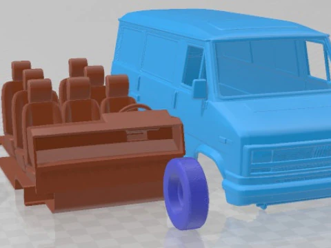 Fiat Ducato 1981 V2 Printable Van 3D Print Model