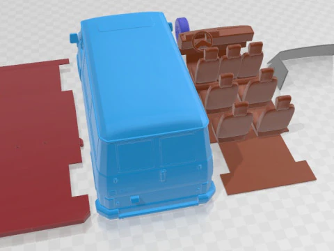 Fiat Ducato 1981 V2 Printable Van 3D Print Model