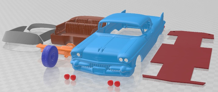 Cadillac Deville Coupe 1958 Printable Car 3Dプリントモデル .c4d .max .obj .3ds .fbx .stl .blend 