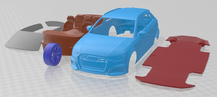 Audi S3 Sportback 2016 Printable Car 3Dプリントモデル .c4d .max .obj .3ds .fbx .stl .blend