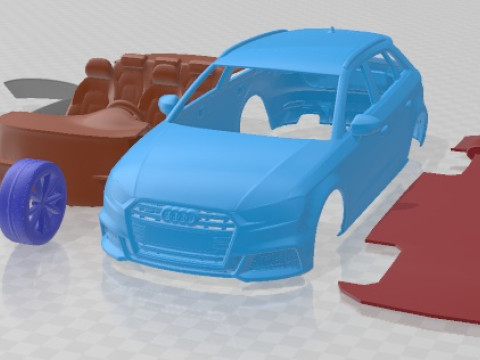 Audi S3 Sportback 2016 Printable Car Modelo de Impressão 3D