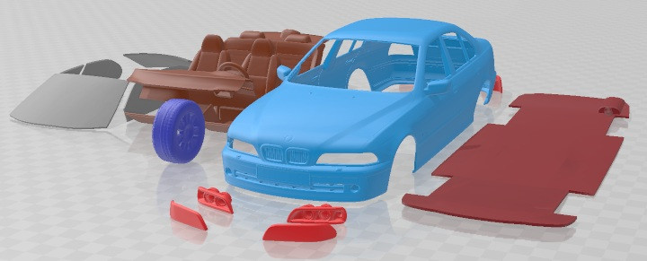 5 Series E39 Sedan 2001 Printable Car Modelo de impresión 3D .c4d .max .obj .3ds .fbx .stl .blend